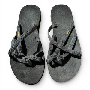 NEW Teva Olowahu Women's Black Strappy Flip Flop Sandals Size